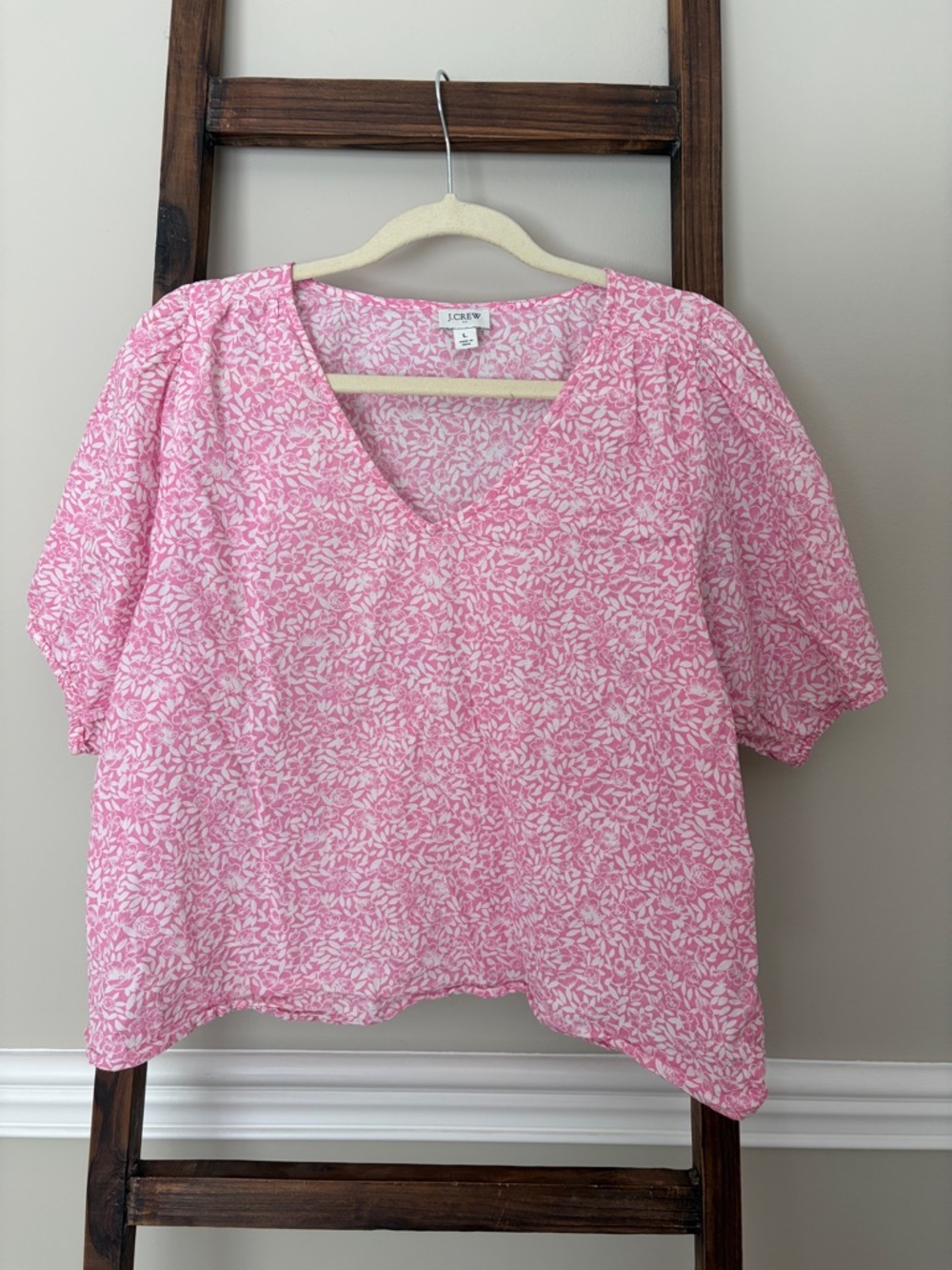 J. Crew V-Neck Puff Sleeve Top